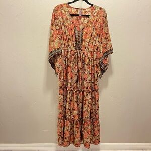 Anthropologie Me 2 Magic Paisley Print Boho Maxi Dress Sz L
